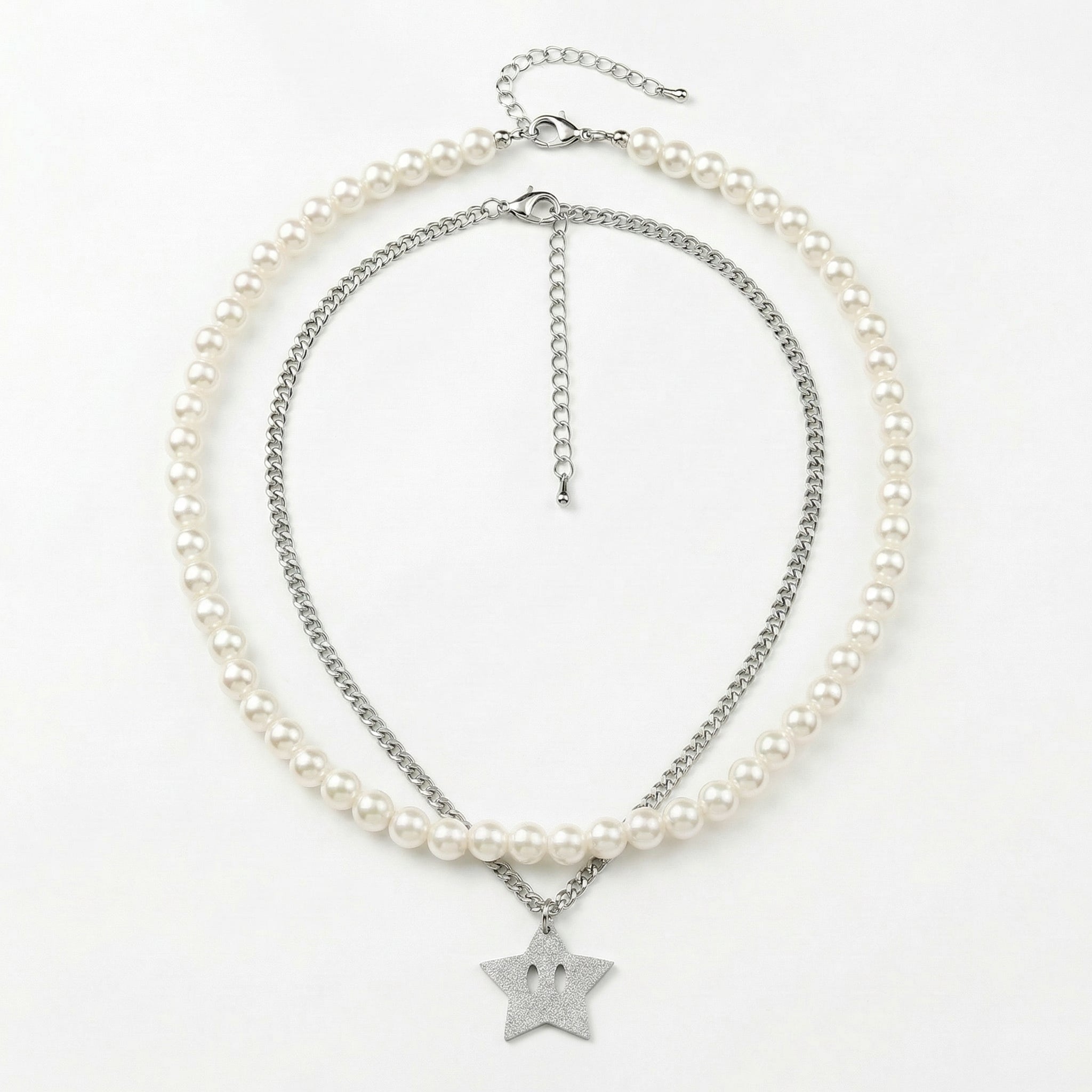 Set | Frosted Star Chain und Perlenkette - Element Juwelier